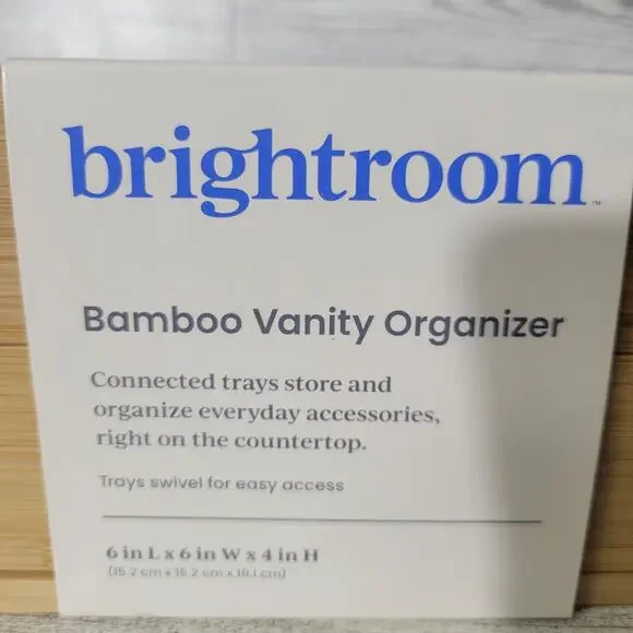 Brightroom Square Swivel Hinge Bamboo Countertop Organizer 6x6x4 - Picture 2 of 6